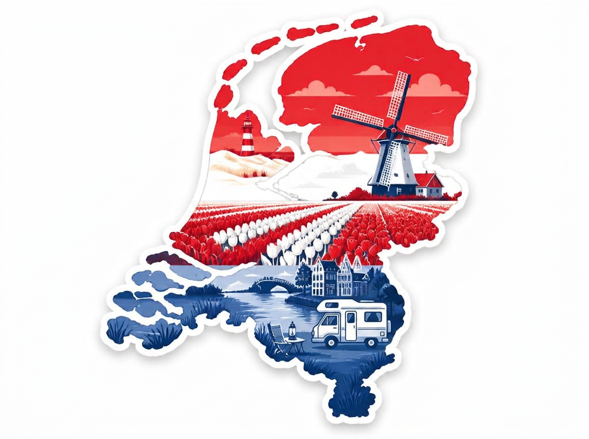 Kaart van Nederland met kampeerplekken